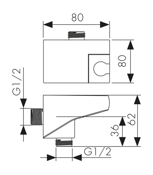 0160 Настенное подключение шланга KAISER с поворотным держателем для лейки